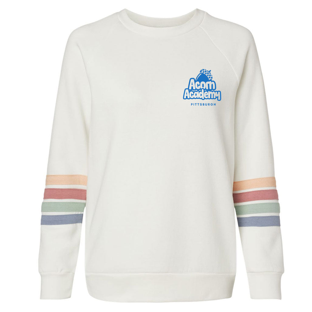 Acorn Academy Blue Logo Striped Crewneck - Adults