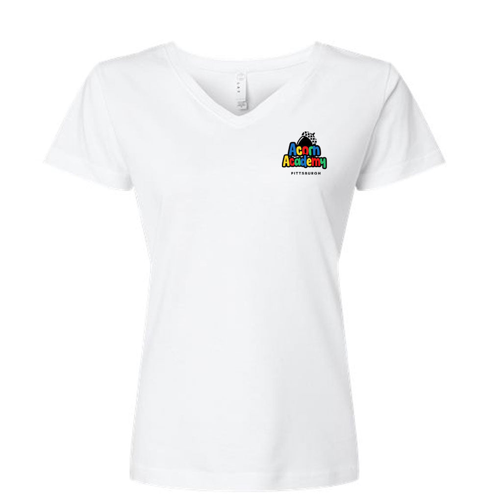 Acorn Academy Classic Logo V-neck White - Adults