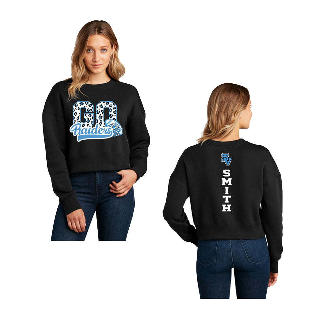 Raiders Cheer & Football Leopard Ladies Crop Sweatshirt