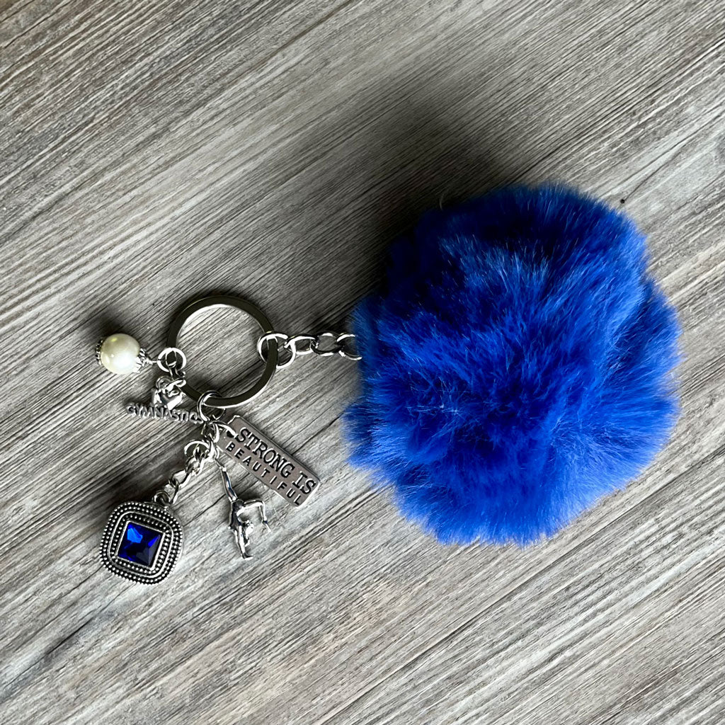 Fuzzy Ball Gymnast Bag Tag / Key Chain