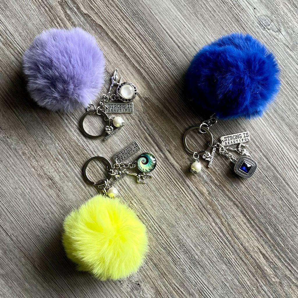 Fuzzy Ball Gymnast Bag Tag / Key Chain