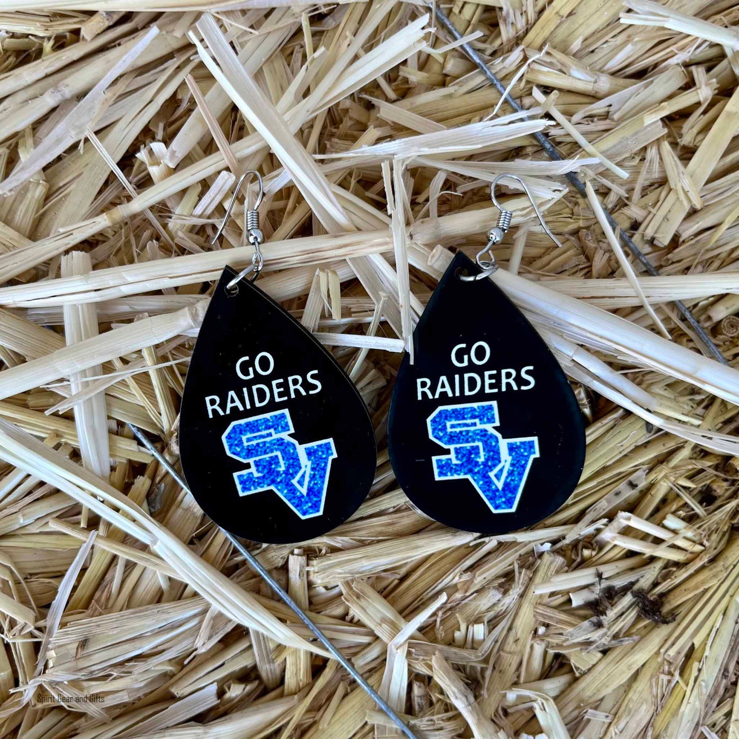 Raiders Personalized Teardrop Earrings with Your Name and Number