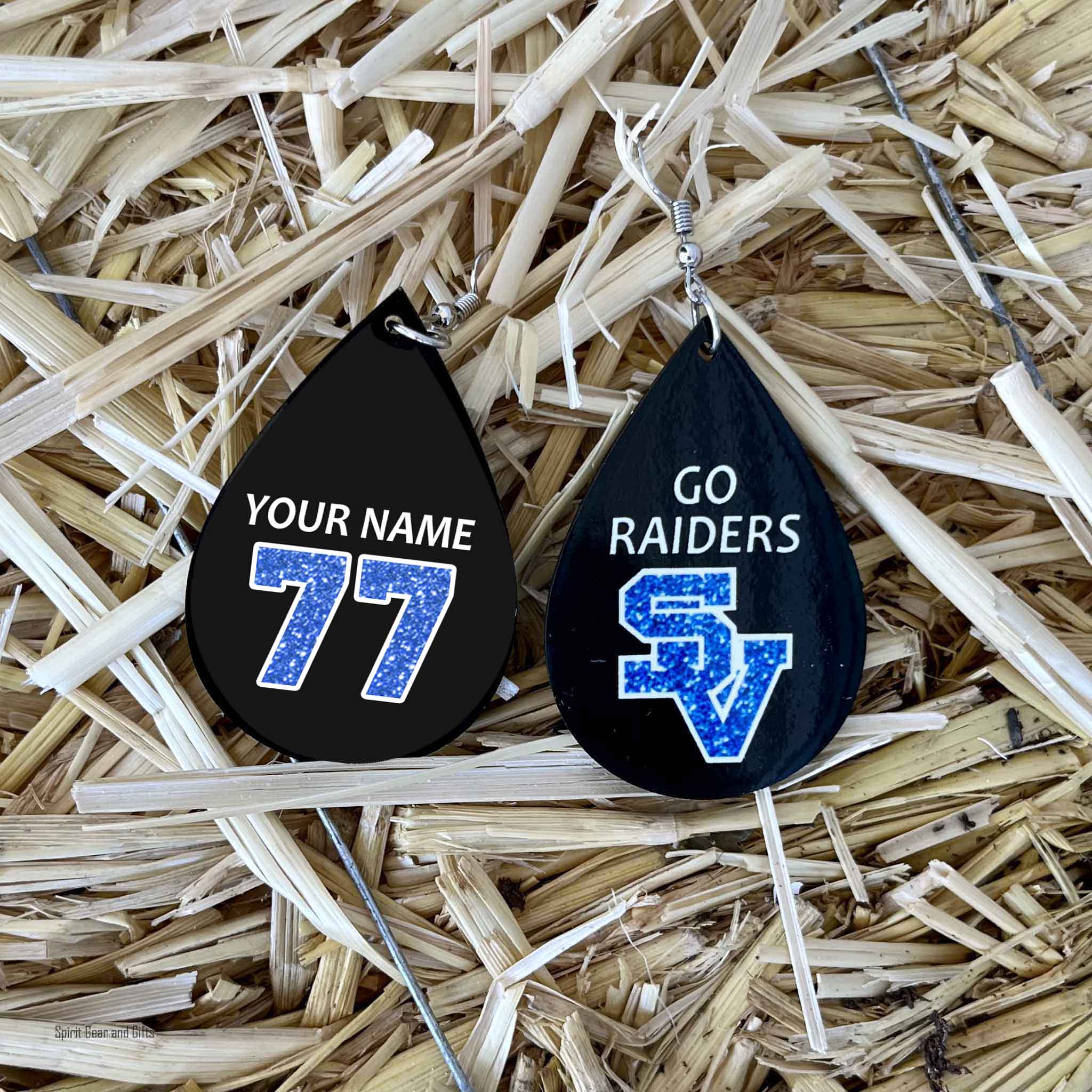 Raiders Personalized Teardrop Earrings with Your Name and Number – Spirit  Gear and Gifts