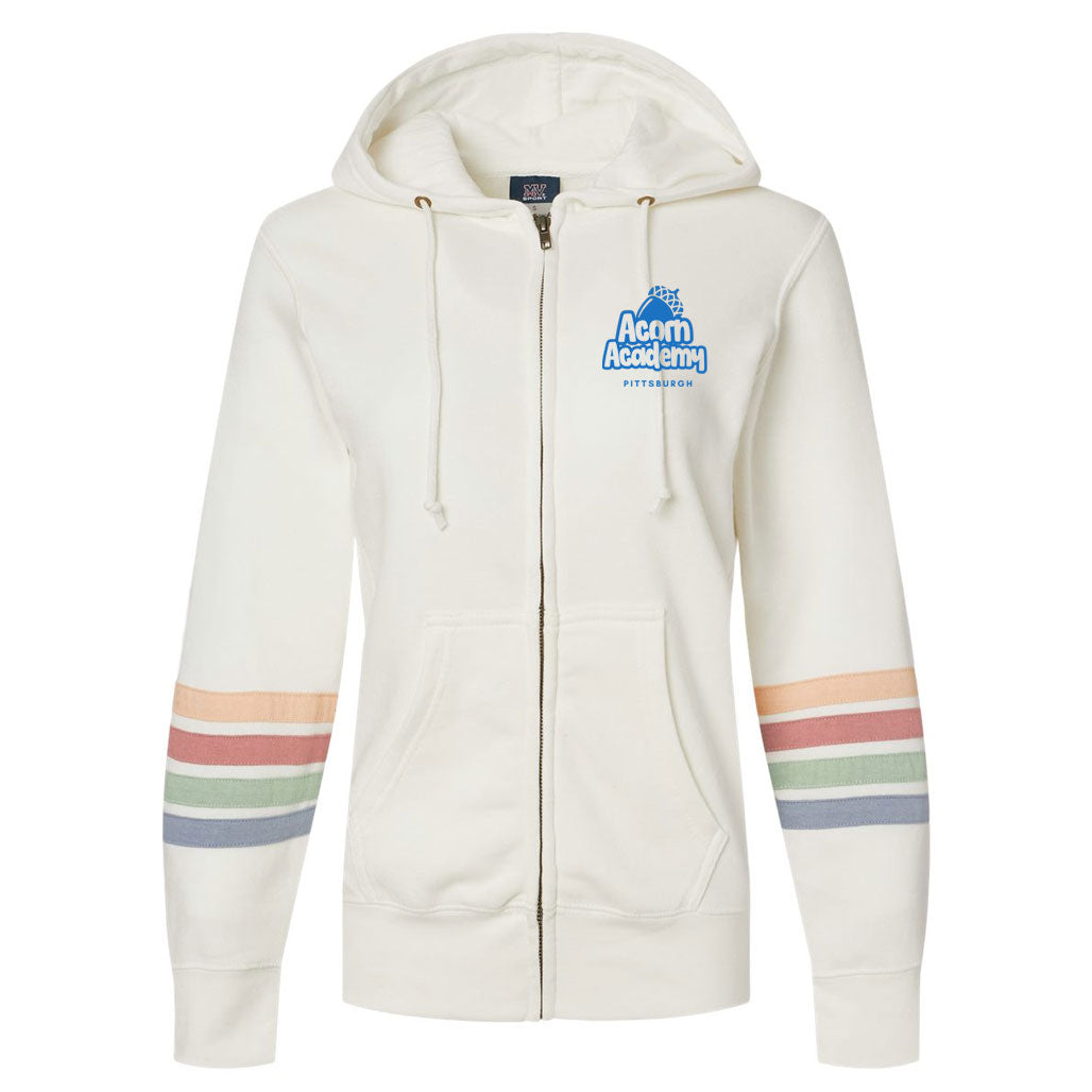 Acorn Academy Blue Logo Striped Full Zip Hoodie - Adults