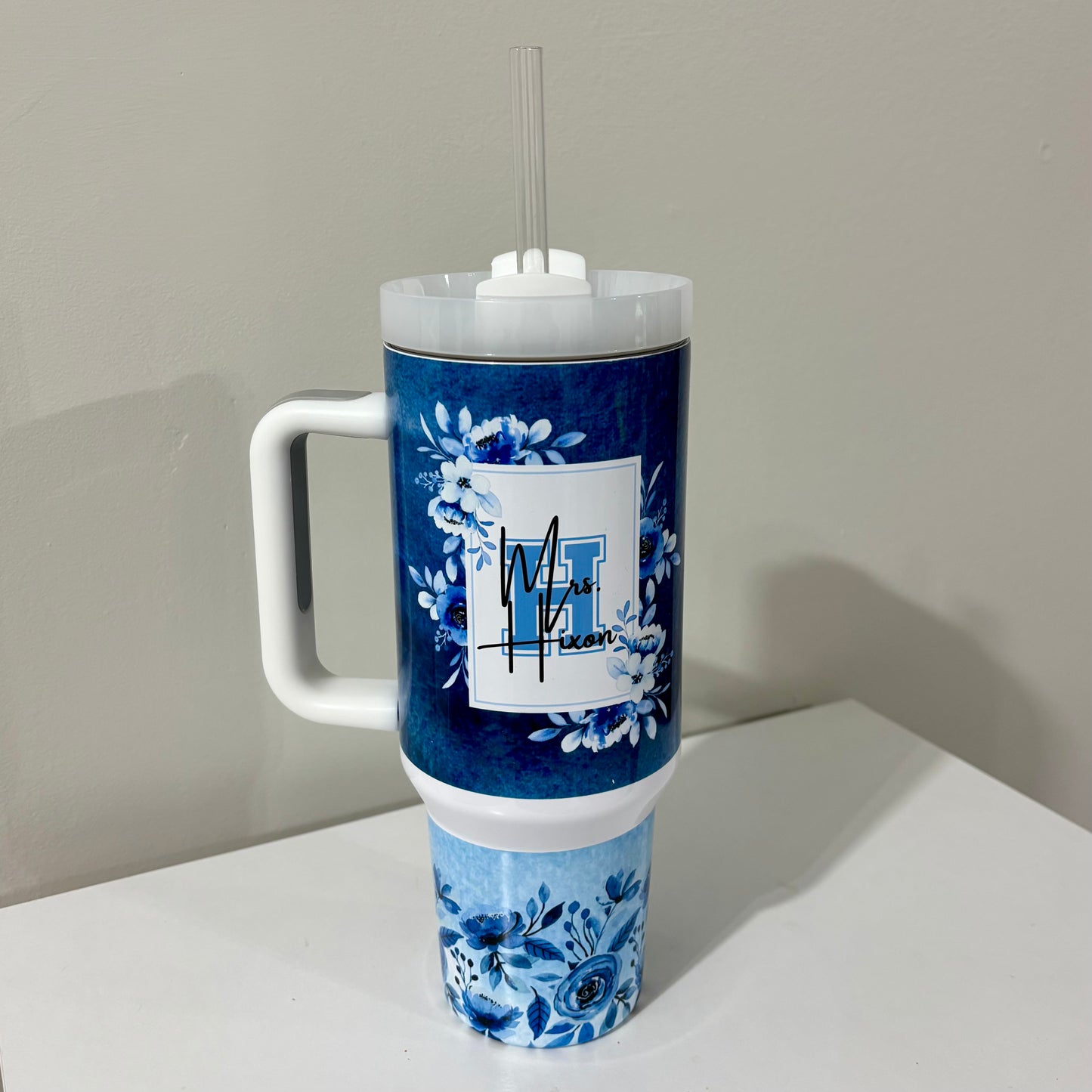 40oz. Stainless Steel Tumbler with Handle - Personalized