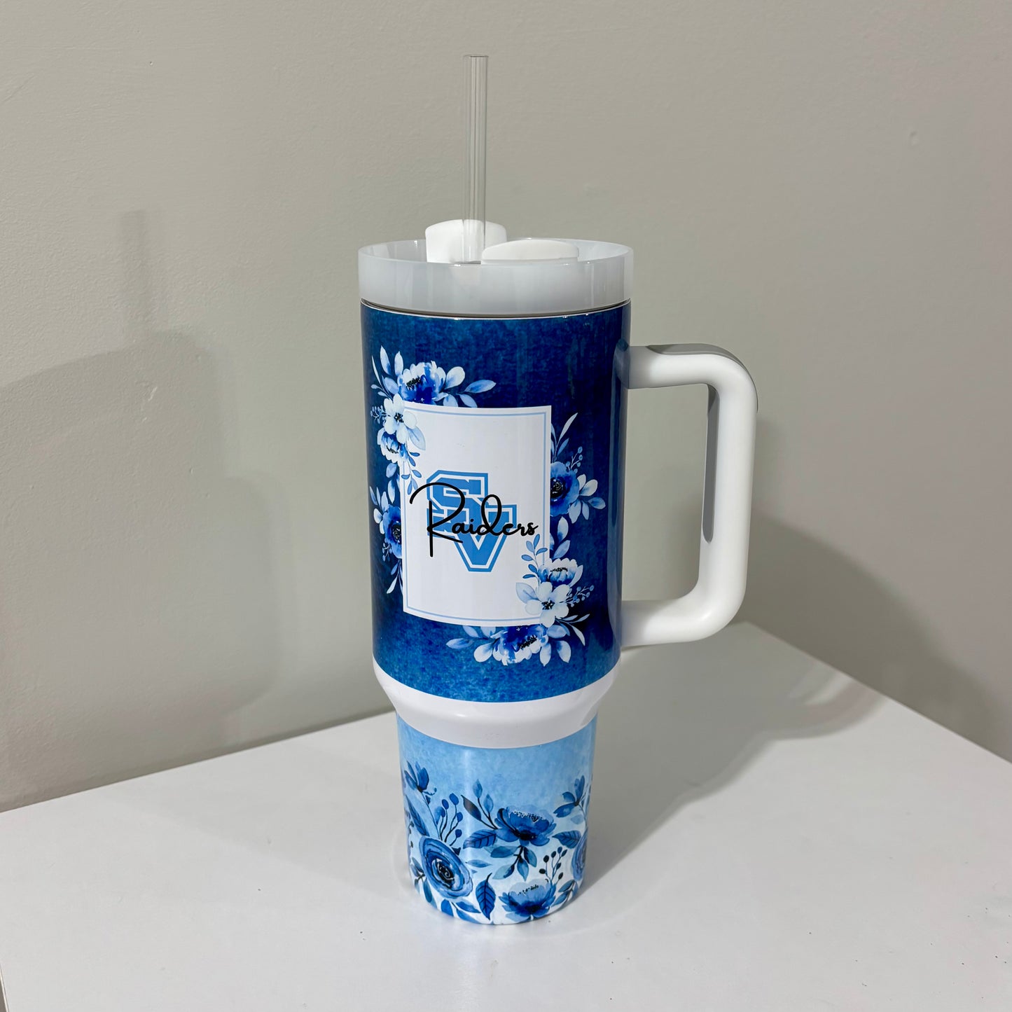 40oz. Stainless Steel Tumbler with Handle - Personalized