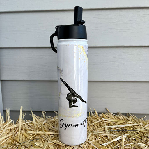 Gymnast Water Bottle 25oz. Skinny Stainless Steel - Personalized