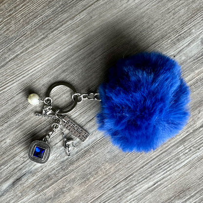 Fuzzy Ball Gymnast Bag Tag / Key Chain