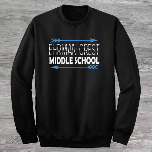Black Ehrman Crest Middle School Crewneck Sweatshirt